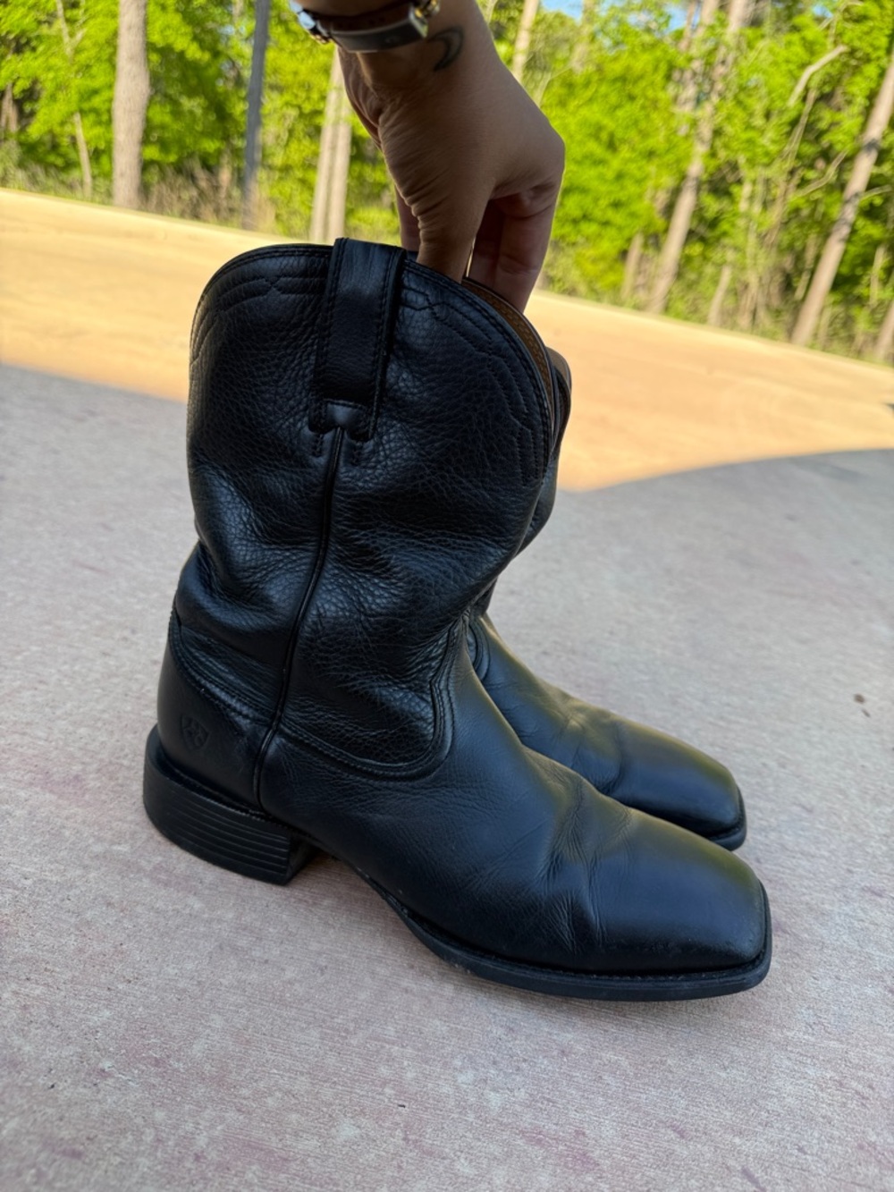 Artiat Black Leather Men's Western Boots